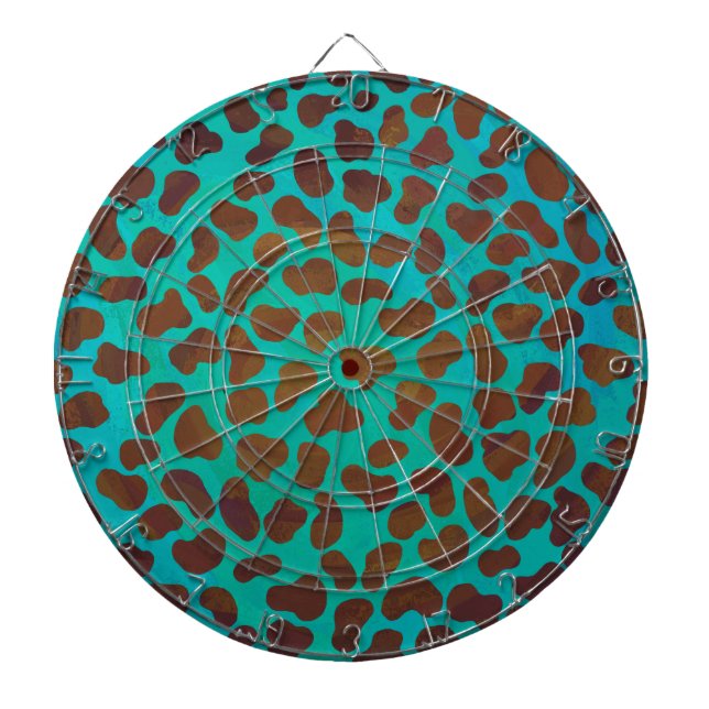 Dalmatien Brown och Teal Print Piltavla (Framsidan)