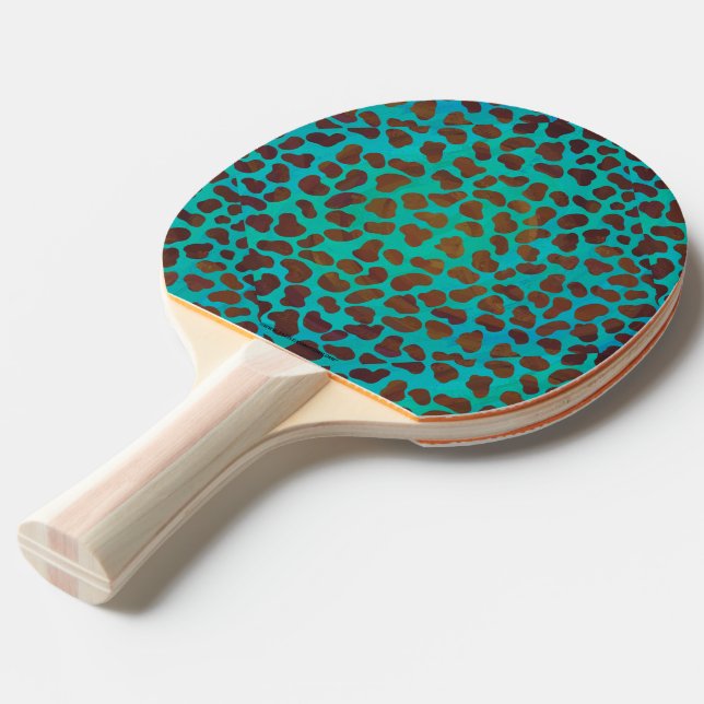 Dalmatien Brown och Teal Print Pingisracket (Frontvinkel)