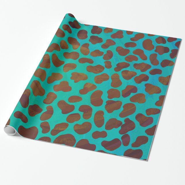 Dalmatien Brown och Teal Print Presentpapper (Utrullad)