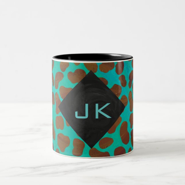 Dalmatien Brown och Teal Print Två-Tonad Mugg (Center)