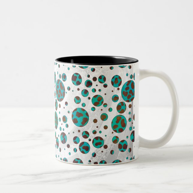 Dalmatien Brown och Teal Print Två-Tonad Mugg (Höger)