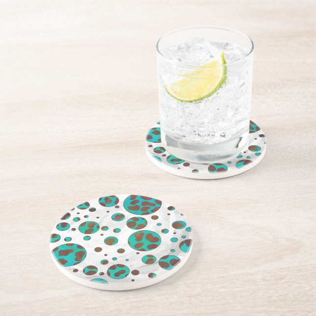 Dalmatien Brown och Teal Print Underlägg Sandsten (Sidan)