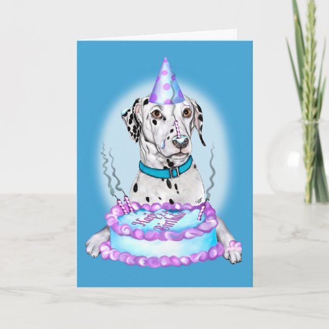 Dalmatien Cake Ansikte Birthday Kort (Framsida)