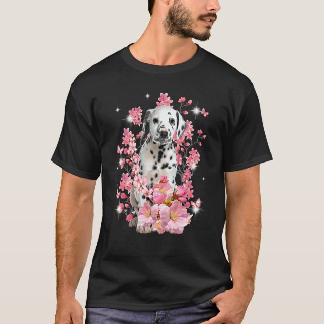 Dalmatien Cherry Blommar Flowers T Shirt (Framsida)