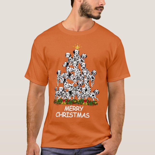 Dalmatien Christmasree God jul-gåva T Shirt (Framsida)