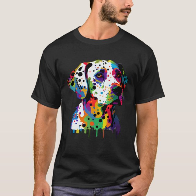 Dalmatien Colorful Pop Stänk Tie Dye Rainbow T Shirt (Framsida)