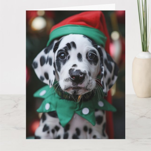 Dalmatien Elf Puppy-julkort Kort (Framsida)