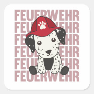 Dalmatien Fire Brigade Hund Cute Hundar Fyrkantigt Klistermärke