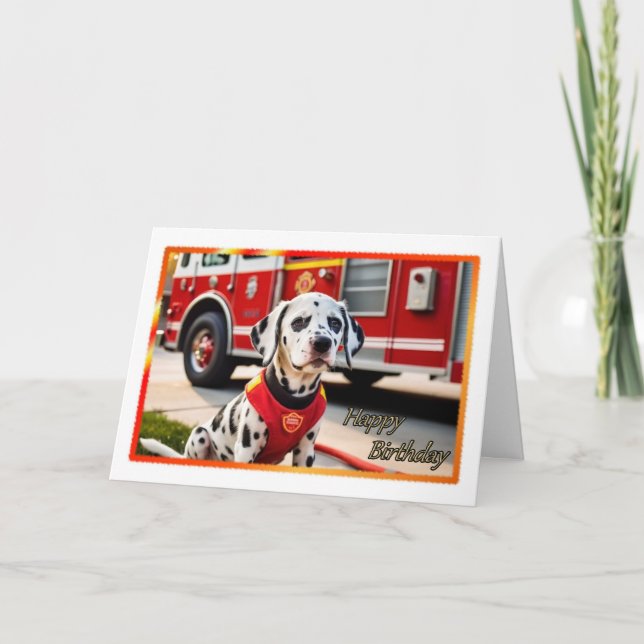 Dalmatien Fire Hund Boy's Birthday Card Kort (Framsida)