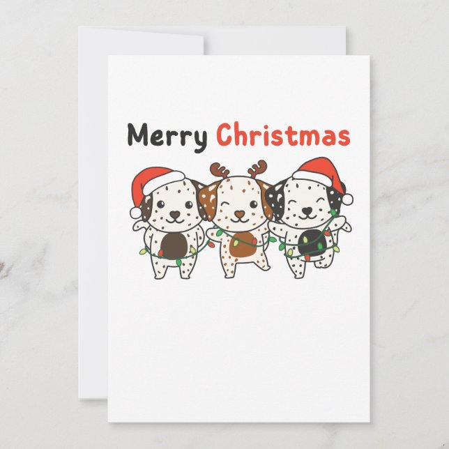 Dalmatien God jul Cute Hundar Helgdag Julkort (Framsida)