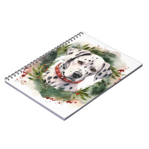 Dalmatien God Jul Utandning Festive Valp Anteckningsbok