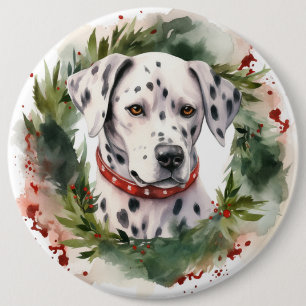 Dalmatien God Jul Utandning Festive Valp Knapp