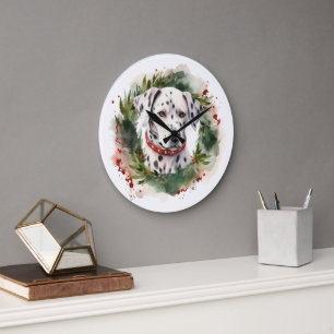 Dalmatien God Jul Utandning Festive Valp Stor Klocka
