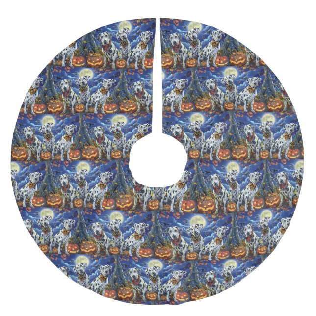 Dalmatien Halloween Spooky Julgransmatta Borstad Polyester (Framsidan)