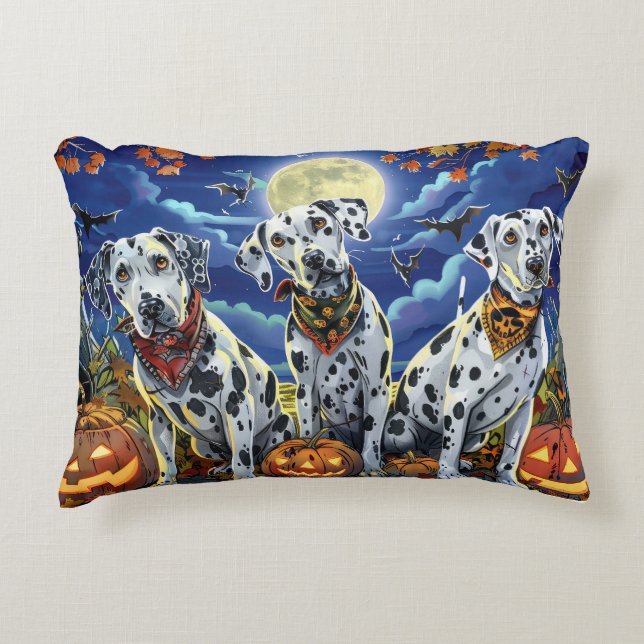 Dalmatien Halloween Spooky Prydnadskudde (Framsidan)