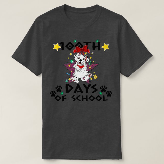 Dalmatien Hund 100 dagars skoltid Dalmatien Hund T T Shirt (Design framsida)