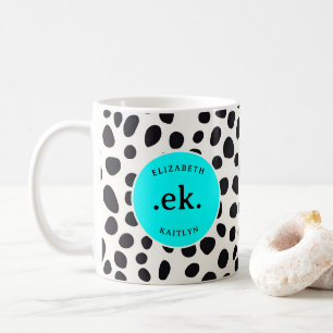 Dalmatien Hund Abstrakt Mönster Aqua Blue Monogram Kaffemugg