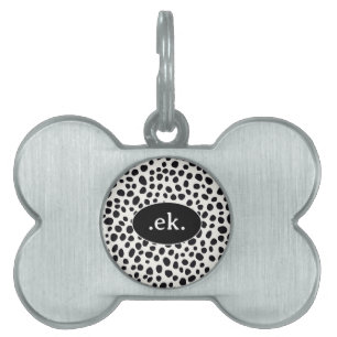 Dalmatien Hund Abstrakt Mönster Black Monogram ID-bricka Husdjur