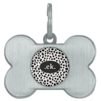 Dalmatien Hund Abstrakt Mönster Black Monogram ID-bricka Husdjur