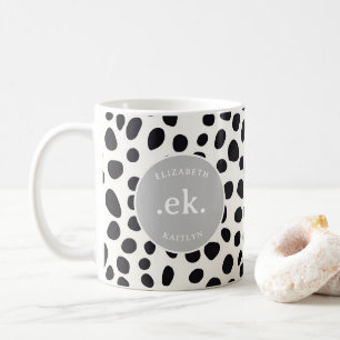 Dalmatien Hund Abstrakt Mönster Grått Monogram Kaffemugg