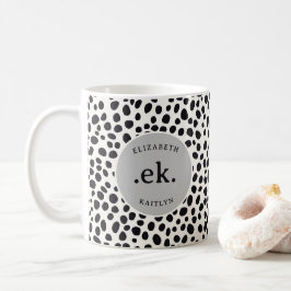 Dalmatien Hund Abstrakt Mönster Grått Monogram Kaffemugg