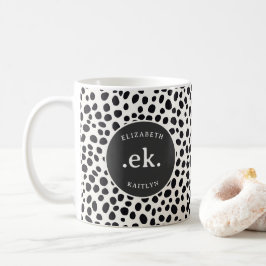 Dalmatien Hund Abstrakt Mönster Grått Monogram Kaffemugg