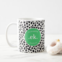 Dalmatien Hund Abstrakt Mönster Grönt Monogram