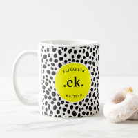Dalmatien Hund Abstrakt Mönster Gult Monogram