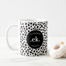 Dalmatien Hund Abstrakt Mönster Monogram Kaffemugg