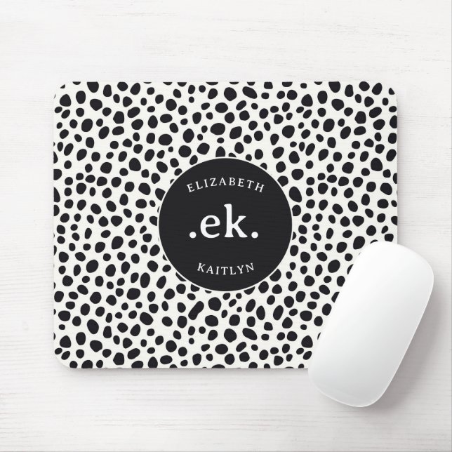 Dalmatien Hund Abstrakt Mönster Monogram Musmatta (Med mus)