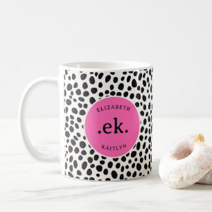 Dalmatien Hund Abstrakt Mönster Shock rosa Monogra Kaffemugg