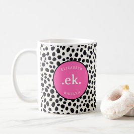 Dalmatien Hund Abstrakt Mönster Shock rosa Monogra Kaffemugg