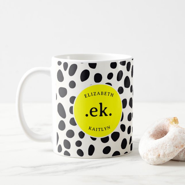 Dalmatien Hund Abstrakt Mönster Shock rosa Monogra Kaffemugg (Med munk)