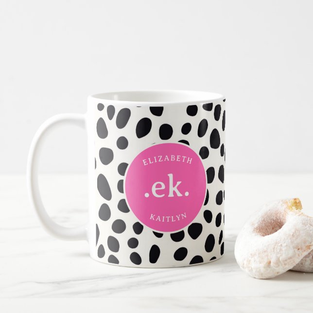 Dalmatien Hund Abstrakt Mönster Shock rosa Monogra Kaffemugg (Med munk)