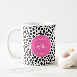 Dalmatien Hund Abstrakt Mönster Shock rosa Monogra Kaffemugg