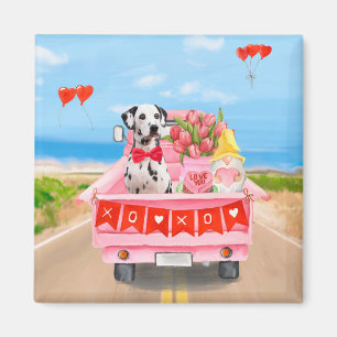 Dalmatien Hund Alla hjärtans dag Lastbil Hearts Magnet