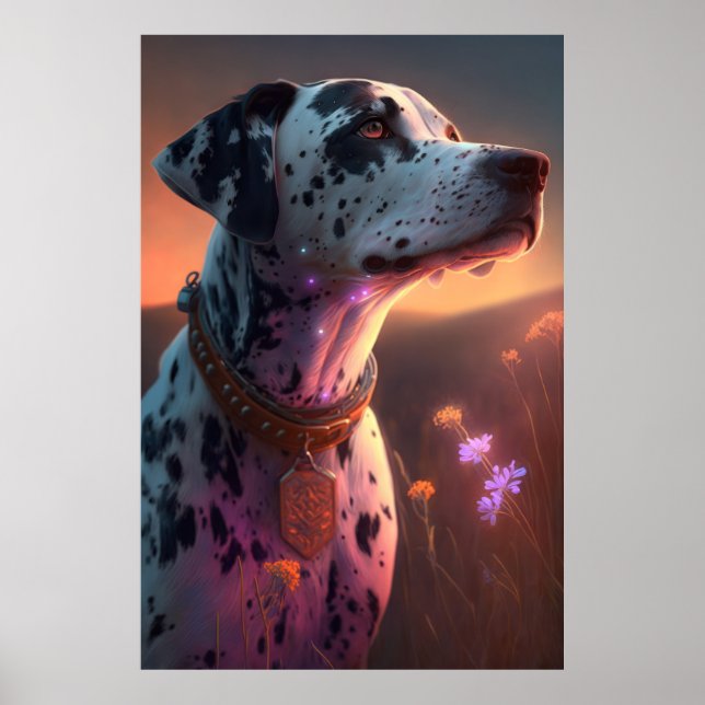 Dalmatien Hund Animal Porträtt Painting Pet Kärlek Poster (Framsidan)