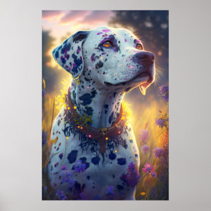 Dalmatien Hund Animal Porträtt Painting Pet Kärlek Poster