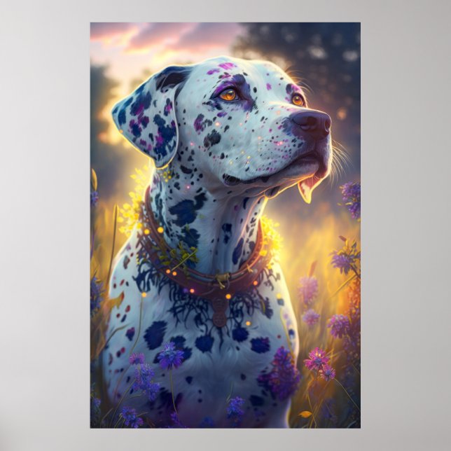Dalmatien Hund Animal Porträtt Painting Pet Kärlek Poster (Framsidan)