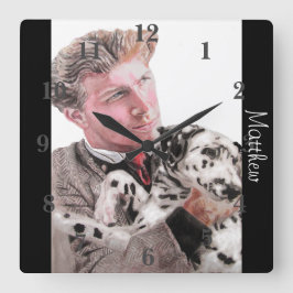 Dalmatien Hund Art Animal Barn Nursery Clock Fyrkantig Klocka