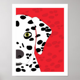 Dalmatien | Hund av Abstrakt | Röd, svart och vit Poster