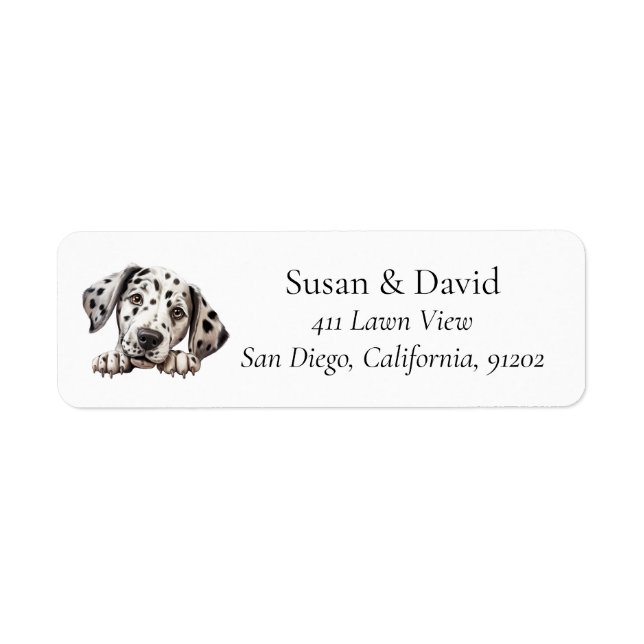 Dalmatien Hund aveln Djurälskare Returadress Etikett (Framsidan)