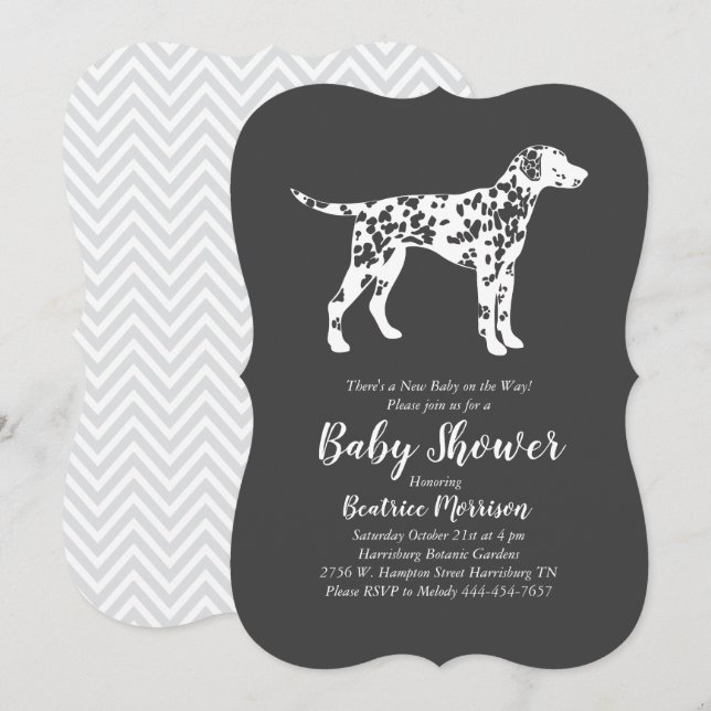 Dalmatien Hund Baby Shower Gender Neutral Inbjudningar (Fram/baksida)