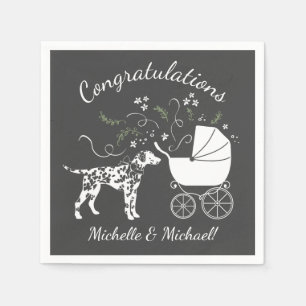 Dalmatien Hund Baby Shower Puppy Grått Pappersservett