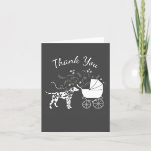 Dalmatien Hund Baby Shower Puppy Grått Tack Kort