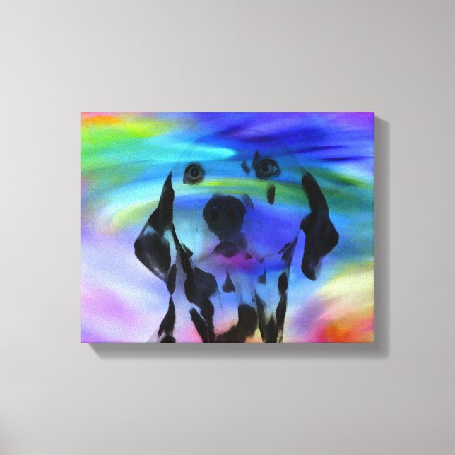 Dalmatien Hund Färg Stänk Art Porträtt Canvastryck (Framsida)