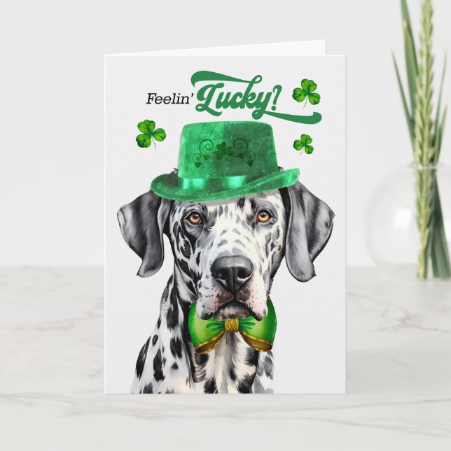 Dalmatien Hund Feelin' Lucky St patrick's day Helgkort (Framsida)