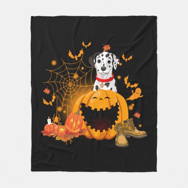 Dalmatien Hund Halloween Dalmatian Hund Halloween Fleecefilt (Framsidan)