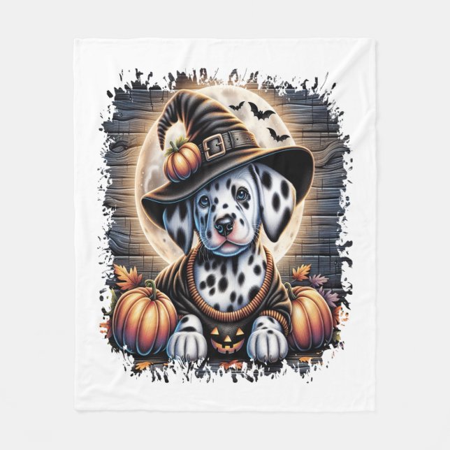 Dalmatien Hund Halloween Fleecefilt (Framsidan)