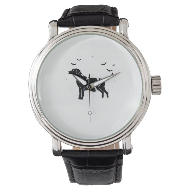 Dalmatien Hund - Halloween Måne Silhouette Classic Armbandsur (Framsida)